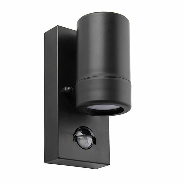 Saxby Icarus Black Outdoor Led Gu10 1lt Pir Marine Grade Wall Light