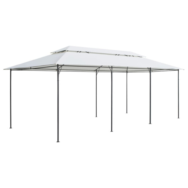 Gazebo White 600x298x270cm Tubular Steel 100% Polyester Uv Resistant