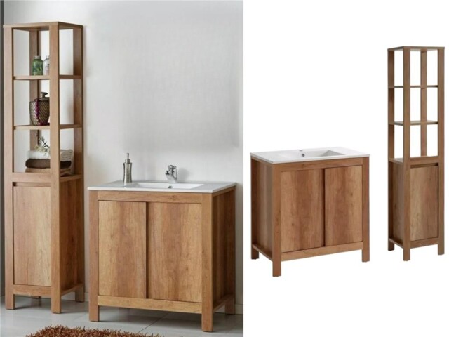 Bathroom Cabinet Set 800 Vanity Ceramic Sink Basin Tall Storage Unit