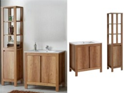 Bathroom Cabinet Set 800 Vanity Ceramic Sink Basin Tall Storage Unit