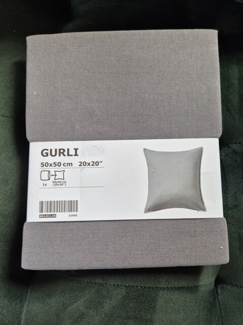 Ikea Gurli Cushion Cover 50 X 50 Cm 100% Cotton Grey 602.811.44