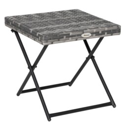 Outsunny Folding Square Rattan Coffee Table W/ Steel Frame Bistro