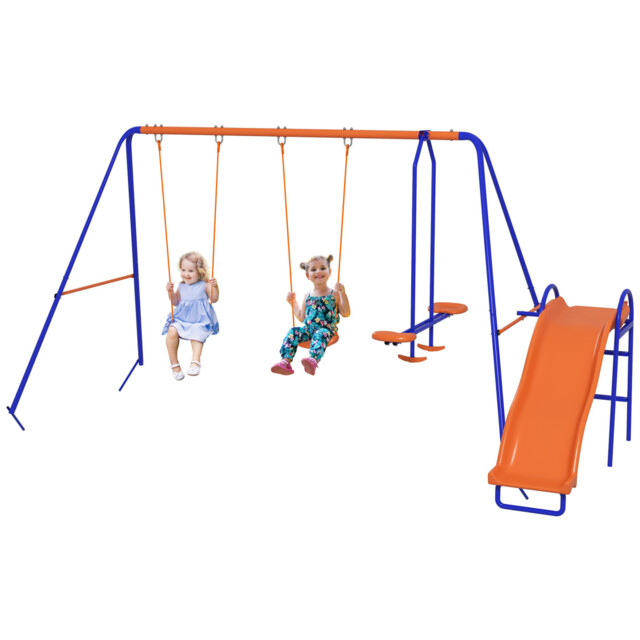 Kids Swing Set 4-in-1 Multicolour 367x192x180cm Steel & Pe Double