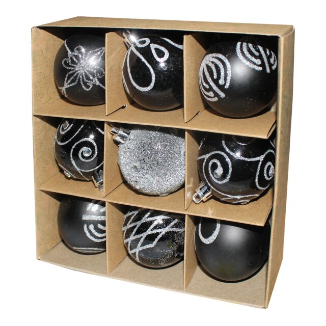 Christmas Shatterproof Tree Decorations Black - Choose Design