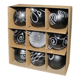 Christmas Shatterproof Tree Decorations Black - Choose Design