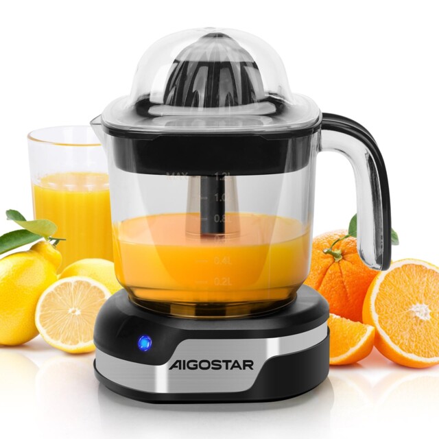 Aigostar 1.2l Orange Juicer Electric Citrus With Led 1.2l, Black