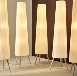 Ikea Ökensand Floor Lamp Beech Legs White Pleated Shade 154cm Modern