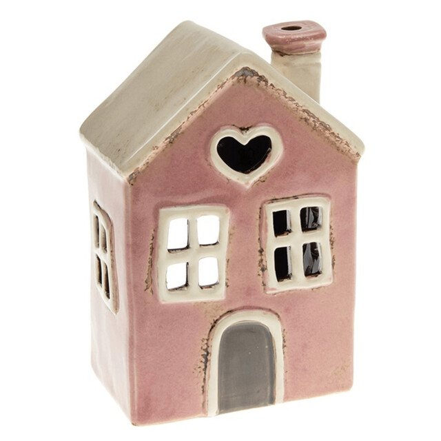 Joe Davies Village Pottery Pink Heart House Tealight Holder 310751