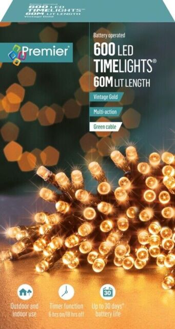 Premier 600 Led Battery Multi-action Christmas Tree Lights Timer -