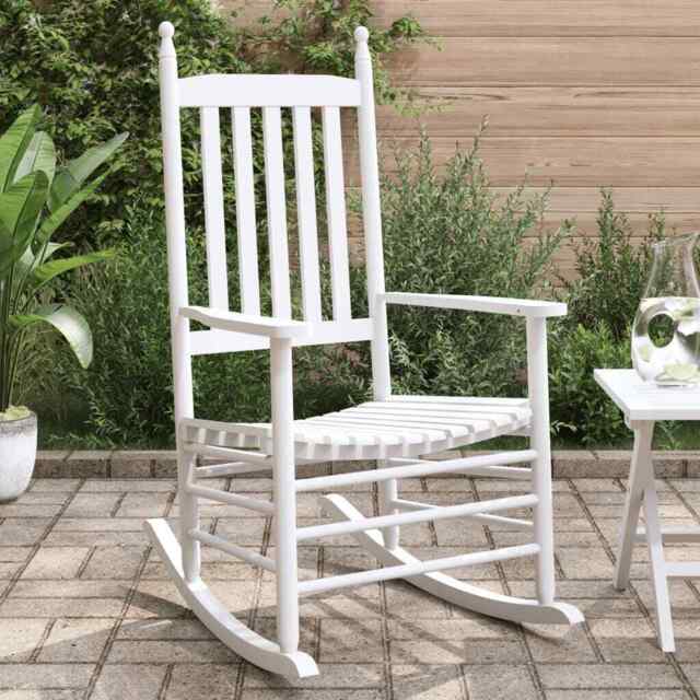 Rocking Chairs With Curved Seats 2 Pcs White Solid Wood Fir Vidaxl