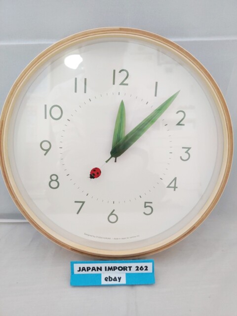 Lemnos Wall Clock Analog Natural Wooden Hanging Tent Ladybug Perch