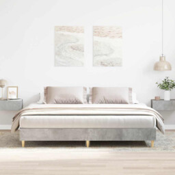 Bed Frame Concrete Grey 160x200cm Engineered Wood Solid Pinewood