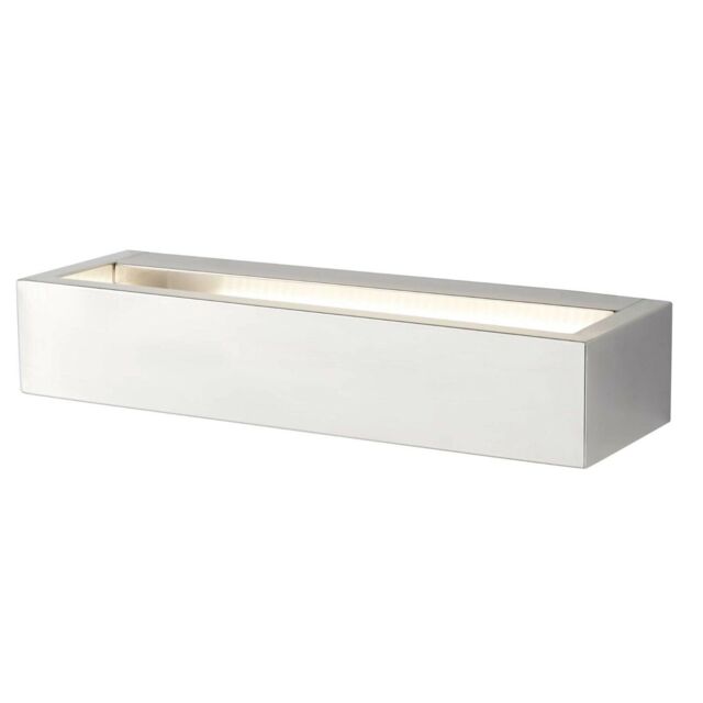 Silver Chrome 8w Led Up Down Light Wall Bracket Frosted Glass D28cm