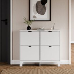 Narrow Shoe Cabinet Storage Foldable Unit 4 Drawer Hallway Bedroom