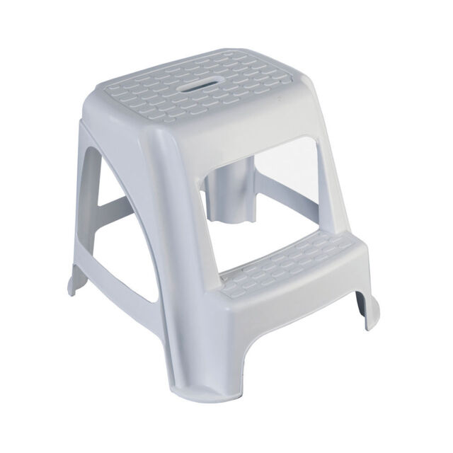 Gpc White Plastic Step Portable Ladder Safety Stool L470 X W510 X
