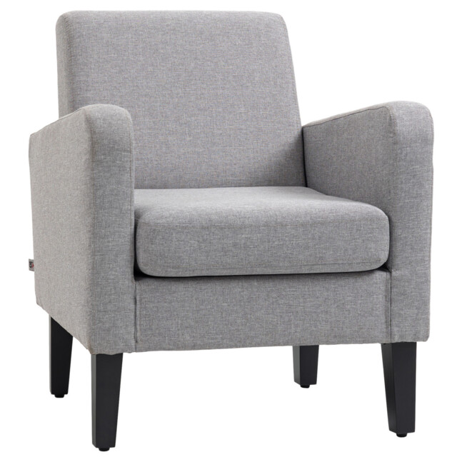 Homcom Modern Armchair Accent Chair With Rubber Wood Legs For Bedroom
