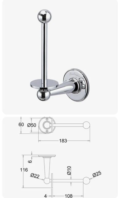Burlington Chrome Spare Tissue Toilet Roll Holder A6 Chr