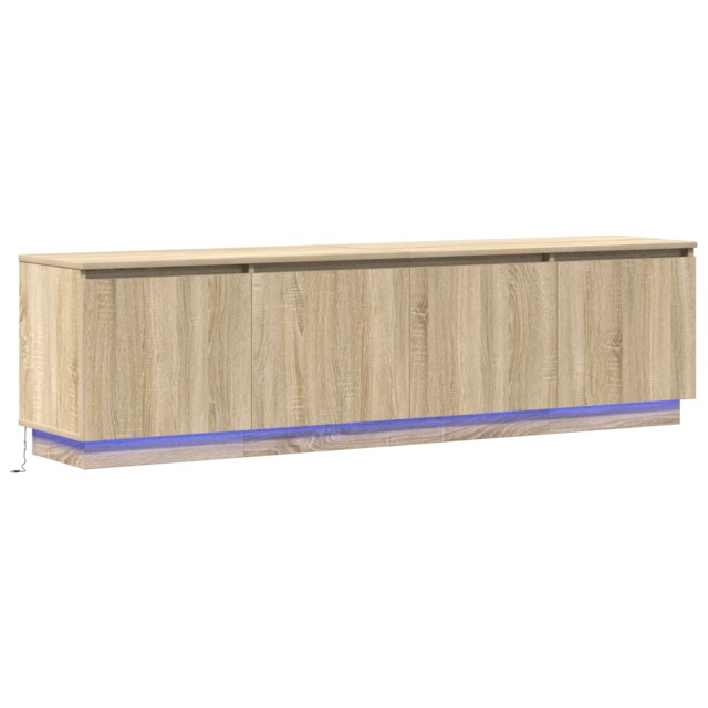 Tv Cabinet With Led Strip Lights With Storage Engineered Wood Stand