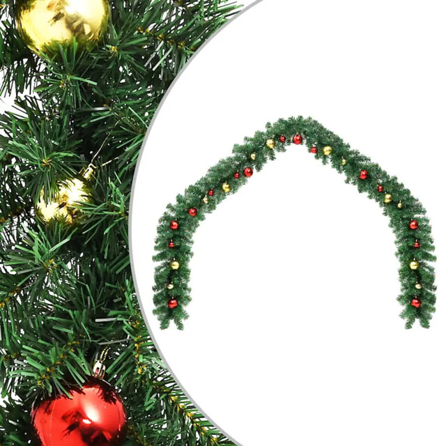 Christmas Garland Decorated With Baubles 5 M Vidaxl