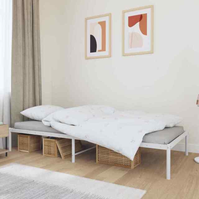 Metal Bed Frame White 90x200 Cm Vidaxl