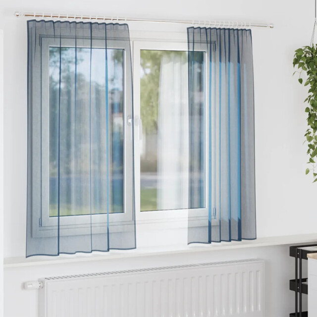 Voile Curtains With Rod Pockets 2 Pcs Royal Blue Vidaxl