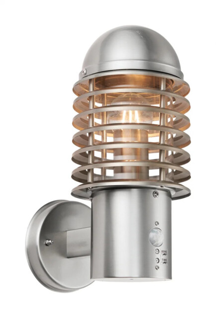 Outdoor Light Silver Louvre Wall Stainless Steel Pir & Photocell Endon