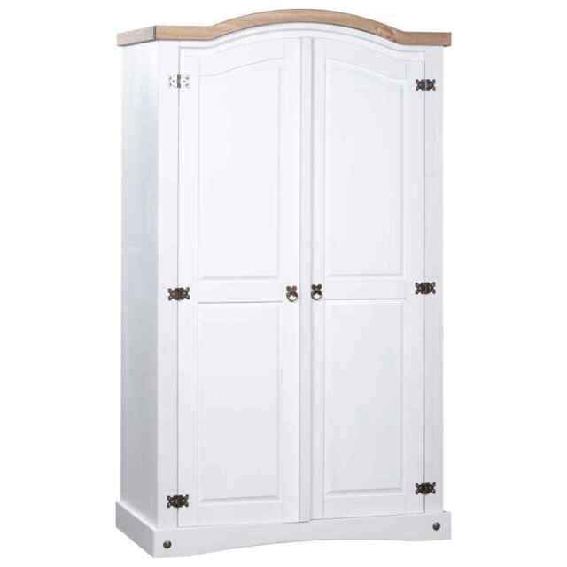 Wardrobe Mexican Pine Corona Range 2 Doors White Vidaxl