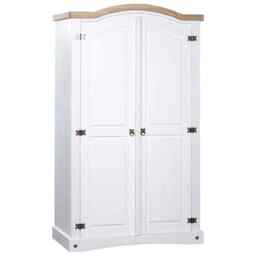 Wardrobe Mexican Pine Corona Range 2 Doors White Vidaxl