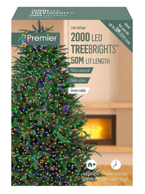 Premier 2000 Led Multi-action Treebrights Christmas Tree Lights Timer