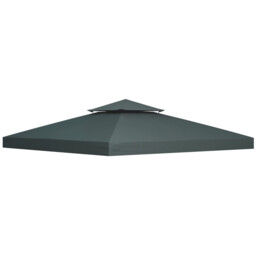 Gazebo Canopy Replacement Charcoal Grey 3x3m Polyester Two-tier Roof