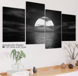 Large 4 Panel Black White Canvas Wall Art Pictures 130cm Wide Prints