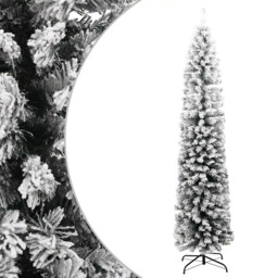 Slim Artificial Christmas Tree With Flocked Snow Green 210 Cm Pvc