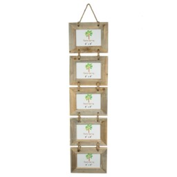 "Rustic Wooden Hanging 5 Photo Frame Driftwood Picture Display 6 X 4"""
