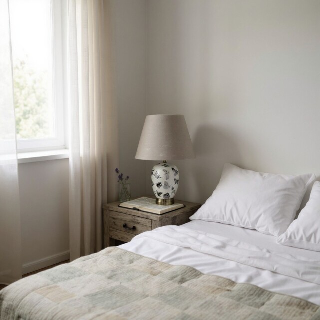 Table Lamp Ceramic Ivory 41cm H With High Quality Shade 46x27x27cm