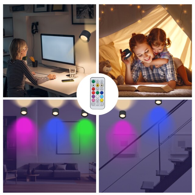 Magnetic Non Perforated Dual Light Source Wall Lamp W/3 Color