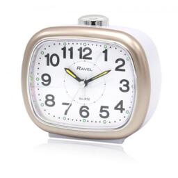Ravel Large Sized Bedside Quartz Alarm Clock White/gold Rc045.14