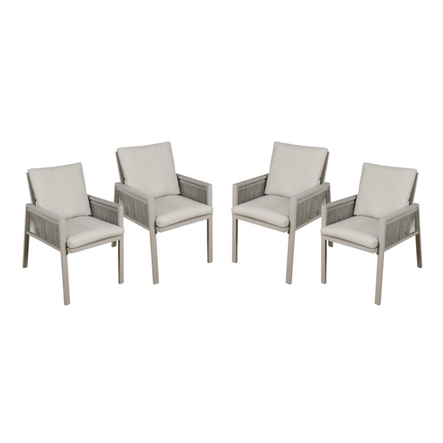 Dellonda Fusion Garden/patio Aluminium Dining Chair With Armrests 4pc