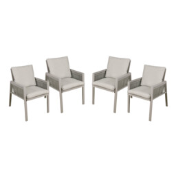 Dellonda Fusion Garden/patio Aluminium Dining Chair With Armrests 4pc