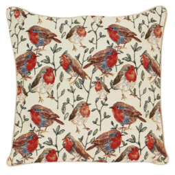Signare Robin Cushion Cover Christmas Birds Tapestry Square Sofa Inc