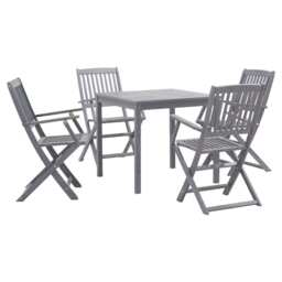 5 Piece Garden Dining Set Solid Acacia Wood Grey Vidaxl