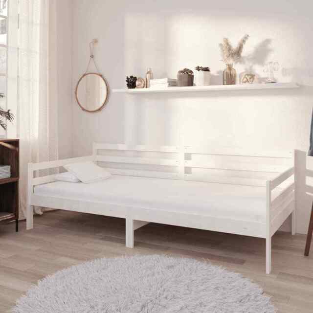 Day Bed White Solid Pinewood 90x200 Cm Vidaxl