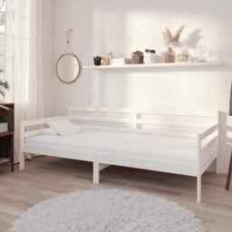 Day Bed White Solid Pinewood 90x200 Cm Vidaxl