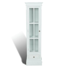 Chic Bookcase Cabinet With 3 Shelves White Wooden Home Display Unit
