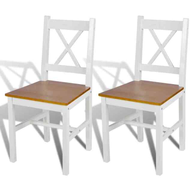 Dining Chairs 2 Pcs White Pinewood Vidaxl