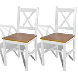 Dining Chairs 2 Pcs White Pinewood Vidaxl