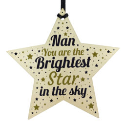 Christmas Tree Bauble Grave Memorial Ornament For Nan Nanny Wood Star