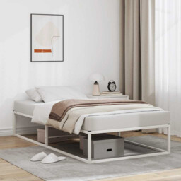 Bed Frame Metal White 90x200 Cm Powder-coated Slatted Base Underbed