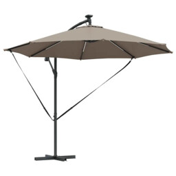 Umbrella With Led Strip Lights Polyester And Aluminium Outdoor Parasol