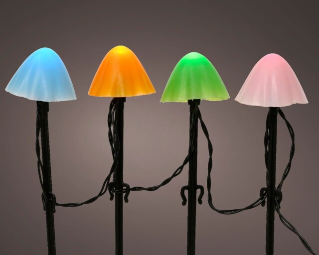20 Coloured Mushroom Stake Lights Mini Christmas Led Pathway Lights
