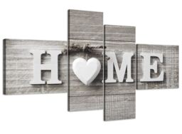 Large Shabby Chic Home Quote - Beige Canvas Wall Art Prints - Multi 4